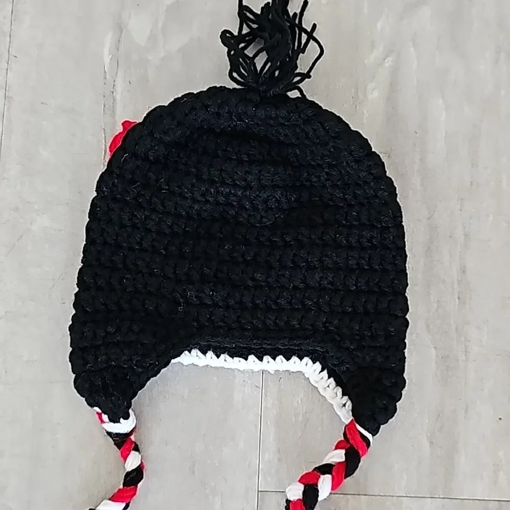 Penguin Photo Shoot or Halloween Outfit for Baby Black Red Knit Pants and Hat
